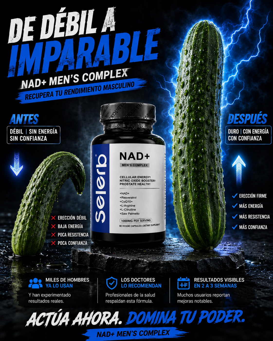 Comparación antes y después con Selerra NAD+ Men's Complex